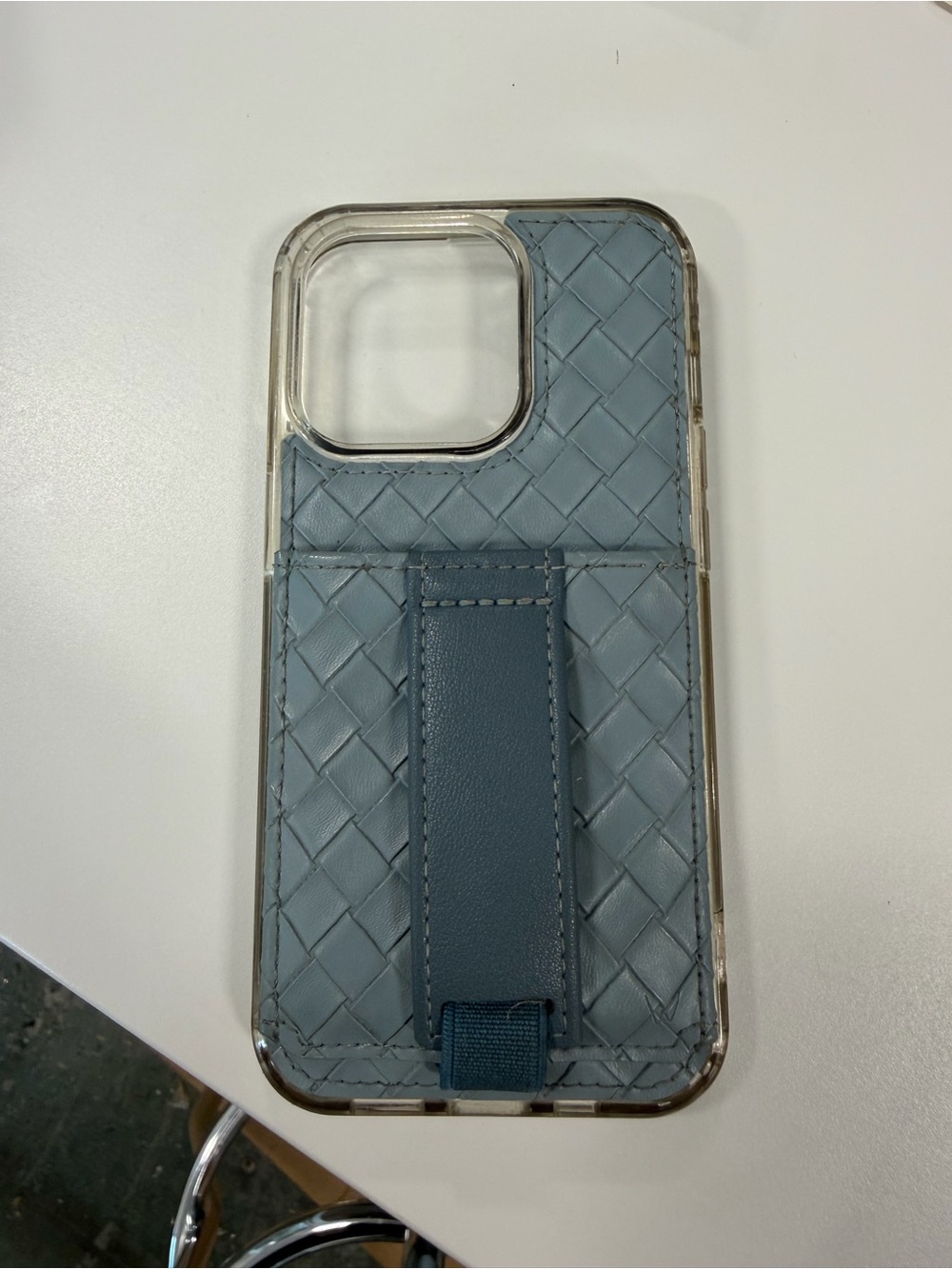 Walli Blue Woven Pattern iPhone 14 Pro Case with Hand Strap